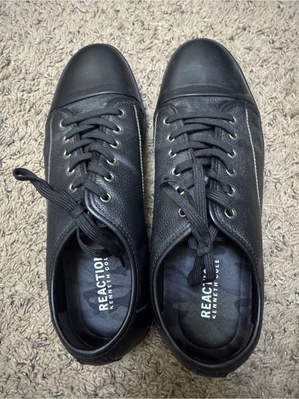 Kenneth Cole Reaction Men's Black Leather Low-Top Sneakers